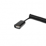 Gekrulde USB verlengkabel - 1 meter - zwart