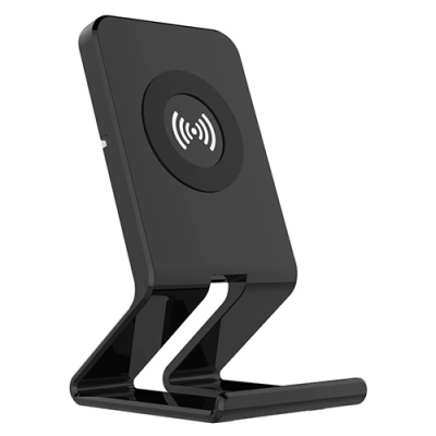 Telefoonstandaard met draadloze QI oplader zwart